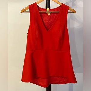 Leifsdottir for Anthropologie Fiery Reddish Orangish High Low Preplum Top